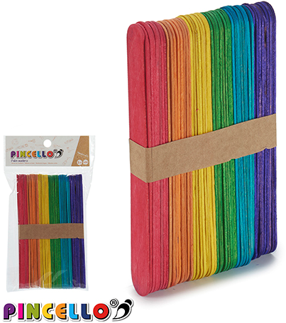 Pincello Gekleurde IJsstokjes 15x1,6 cm 50 stuks