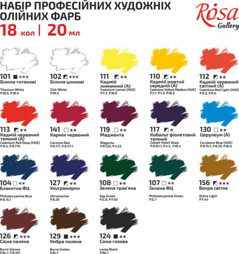 Rosa Gallery Olieverf Set 18x20ml