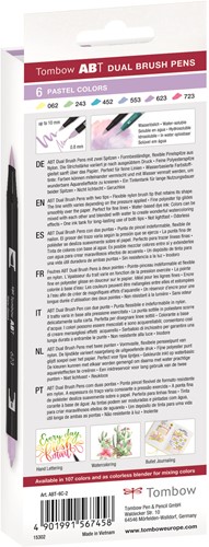 Tombow ABT Dual Brush Pen Set 6 stuks Pastel Colors-2
