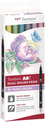 Tombow ABT Dual Brush Pen Set 6 stuks Pastel Colors