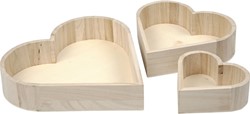 CC Houten Hartvormige Schalen sets 3 stuks h: 13-25 cm