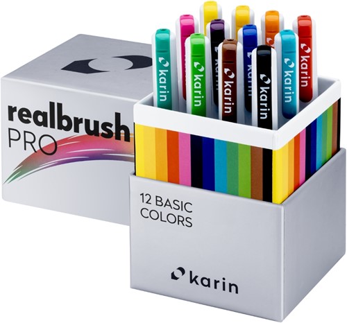 Karin Realbrush PRO Aquarelmarkers Set 12 kleuren Basic Colors-2