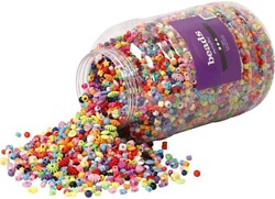 CC Bucket of Plastic Beads, 3000 g, size 6-20 mm, hole size 1,5-6 mm, 5700 ml/ 1 bucket