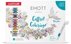 Uni Emott Fineliner Set 16 Stuks + Kleurboek