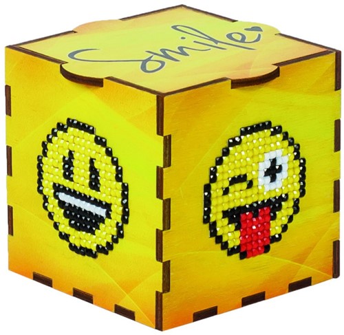 Wizardi Diamond Painting Hout Smileys 10,5x10,5 cm