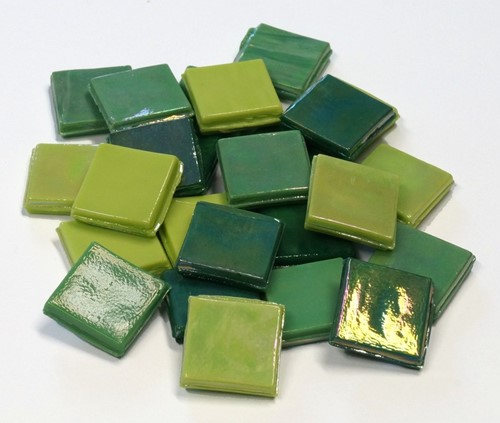 Mosaikstein Ice Glass Opaque Groen Mix 200gr