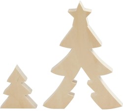 CC 2in1 Figure, christmas trees, H: 8+20 cm, D. 2 cm, W: 6,5+14,5 cm, 1 set