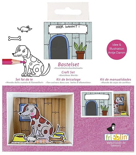 Fridolin Luciferdoosje Knutselset 6,6x2,8x5,2 cm Hond Met Bak
