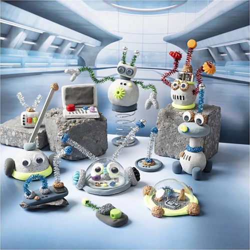 CC Hobby Set Modeling Robot Blue, Red, Gray and Silver Plated-3