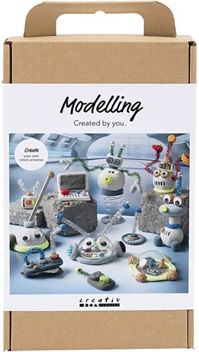 CC Hobbyset Boetseren Robot Blauw, Rood, Grijs en Verzilverd