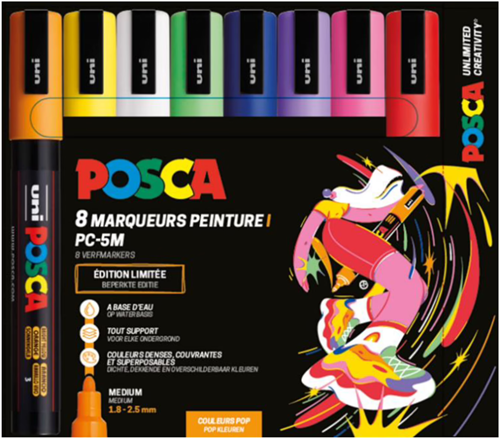 Uni Posca PC5M Markers Set 8 Stuk Pop Kleuren