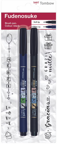 Tombow Fudenosuke Brush Pen Zwart 2 Stuk