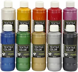 CC Textielverf 10x250ml, parelmoer, diverse kleuren