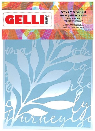 Gelli Arts - Leaves & Script Stencil 12.7x17.8cm