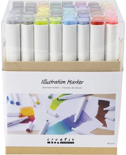 CC Alcoholmarker Standaardkleuren, 48 Stuk