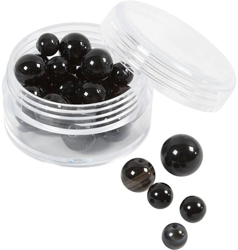 CC Beads of Agate Black 28 Pieces