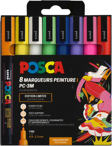 Uni Posca Markers PC-3M Set 8 Stuk Pop Kleuren