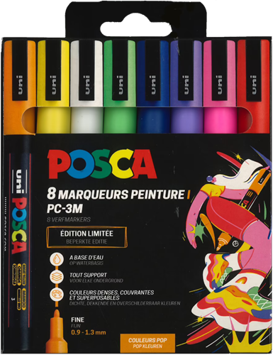 Uni Posca Markers PC3M Set 8 Stuk Pop Kleuren