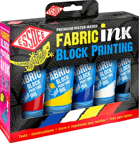 Essdee Fabric Block Printing Inkt Primaire Kleuren 5 stuks