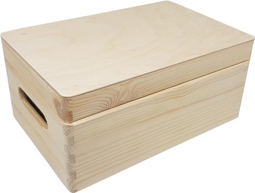 Grenen Opbergkist met Klepdeksel 30x40x13,5 cm