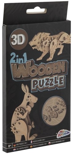 Grafix 2-in-1 Houten 3D Puzzel Leeuw en Kangoeroe