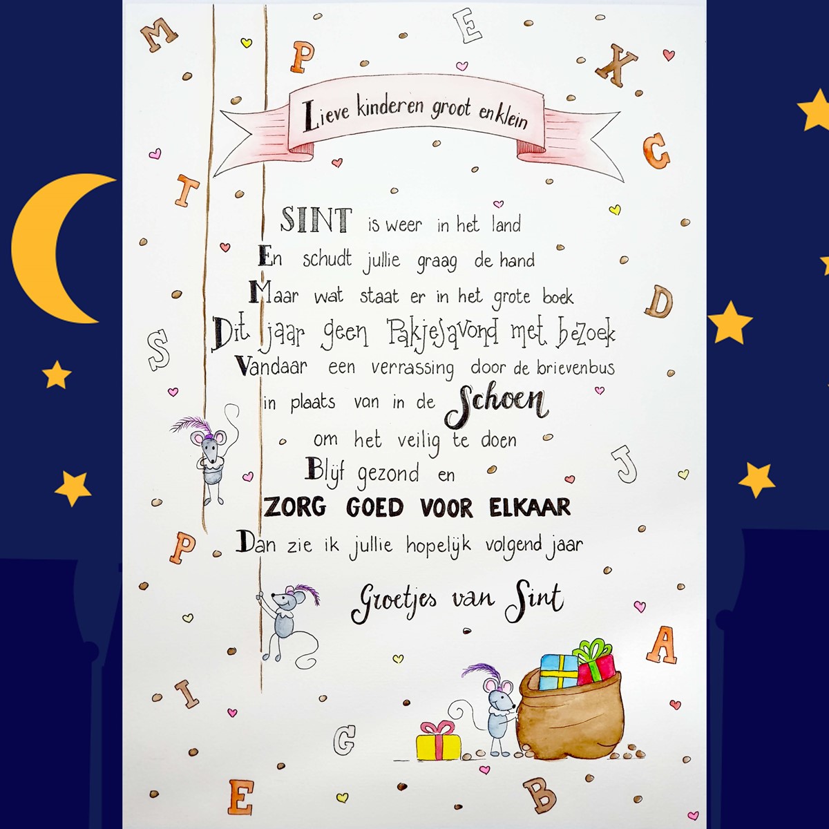 Sinterklaas gedicht handletteren