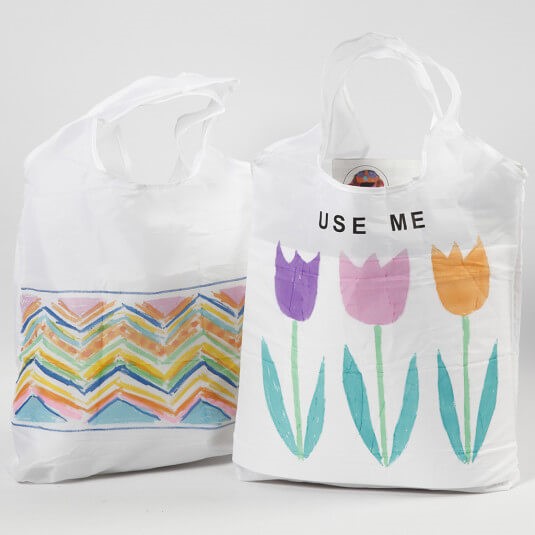 Tas met textielstiften en rub-on stickers