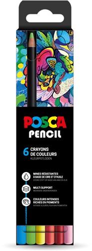 Uni Posca Potloden Set 6 kleuren
