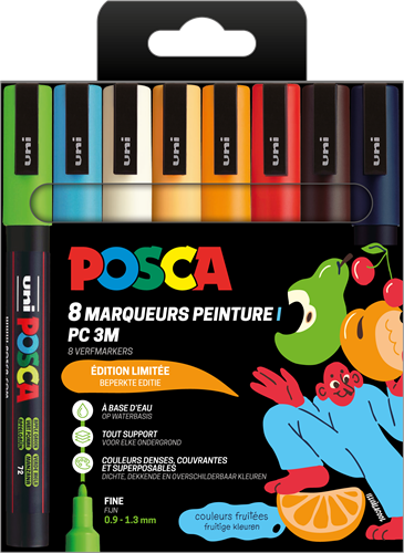 Uni Posca Markers PC3M Set 8 Stuk Fruitige Kleuren