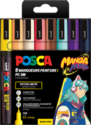 Uni Posca Markers PC3M Set 8 Stuk Manga Hero