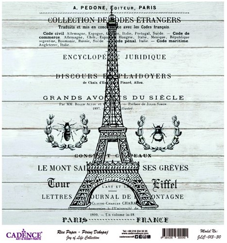 Cadence Rijst Decoupagepapier Joy of Life 013 30x32 cm Tour Eiffel