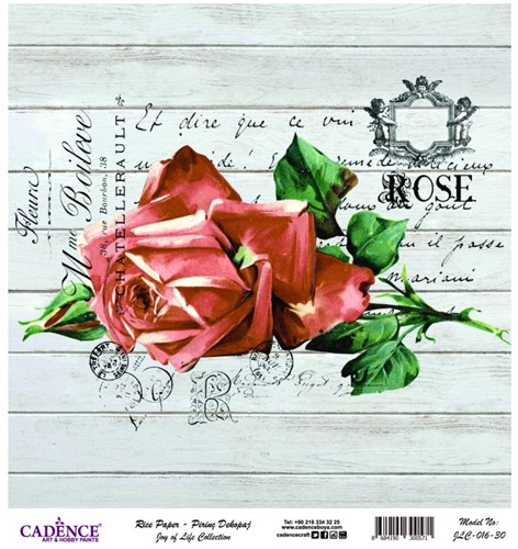 Cadence Rijst Decoupage Papier Joy of Life 016 30x32 cm Rose