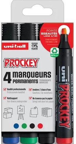 Prockey Permanent Marker Set 5,7 mm Chisel 4 stuks