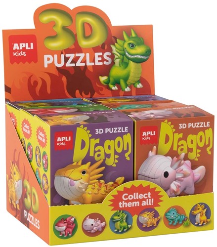 Apli Display 3D Draken Puzzels 6st