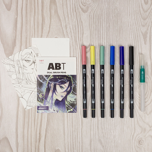 Tombow ABT Dual Brush Pen set 6 st Manga Maan