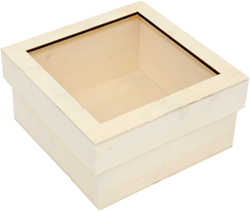 Houten Box Met Doorzichtig Deksel 15 x 15 x 8 cm
