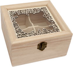 Houten Box Met 4 Vakken 16,5 x 16,5 x 9 cm