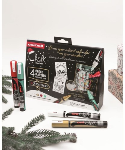 Uni Chalk Markers Kerst 4 stuks-2