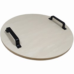 Houten Dienblad Met Metalen Handgreep Rond 34 cm