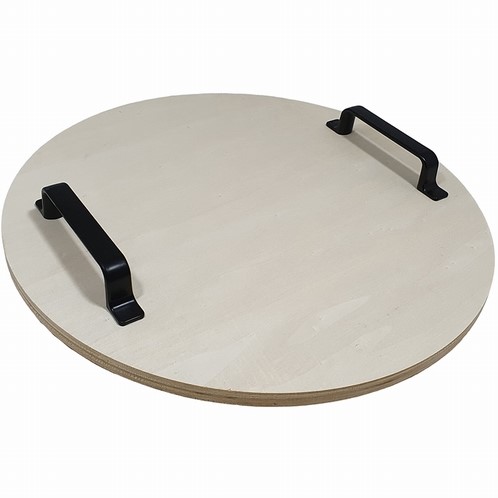 Houten Dienblad Met Metalen Handgreep Rond 34 cm