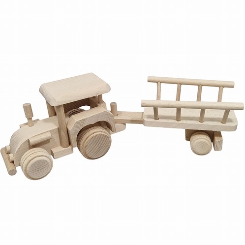 Houten Tractor met Aanhanger 34x8,4x10,5 cm