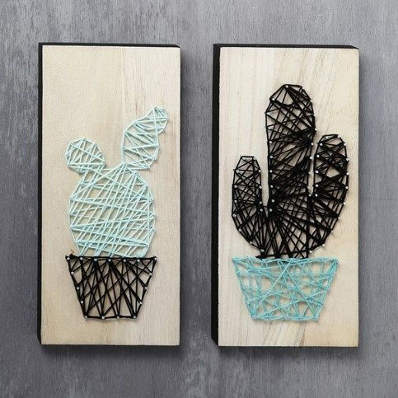 String art cactus maken met katoengaren