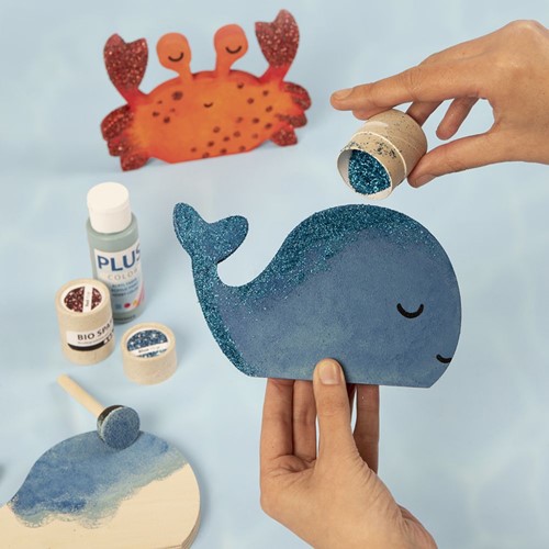 CC Houten Waterwereld Figuren Krab & Walvis 16x12 cm-3