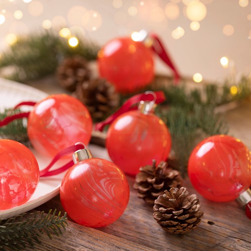 CC Hobbyset  8 Kerstballen Marmeren-3