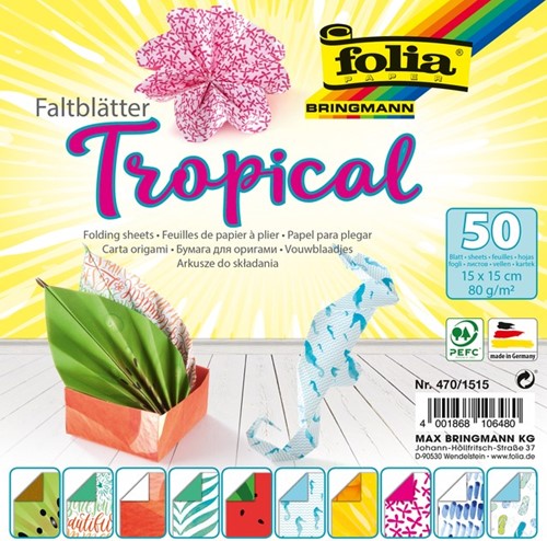 Folia Vouwblaadjes Tropical - 80 gr - 50 vel - 15x15cm